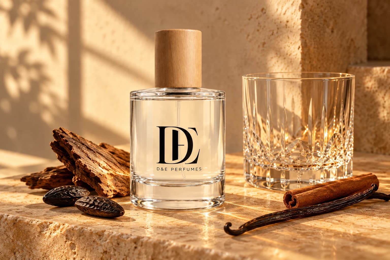 Een luxe presentatie van D&E Angel Hair, met cognac, kaneel, eikenhout